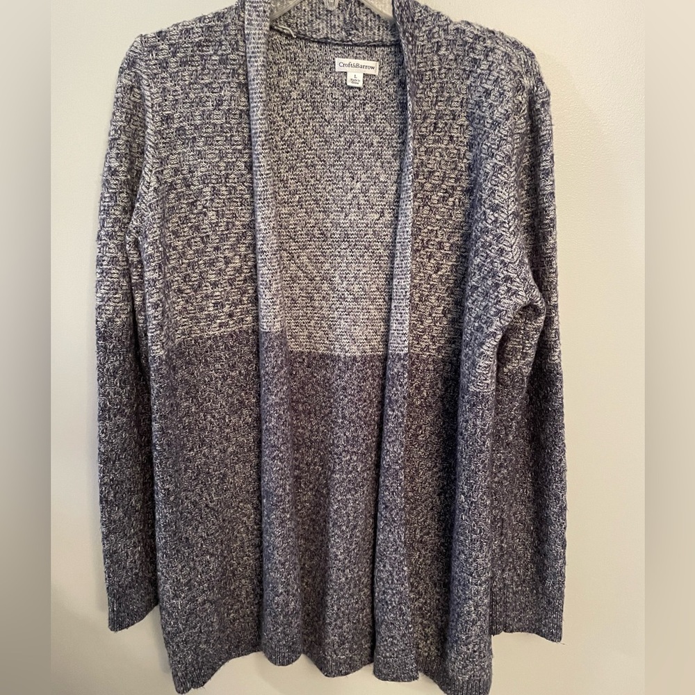 Croft & Barrow Women’s Large Blue Gray Long Sleeve Cardigan